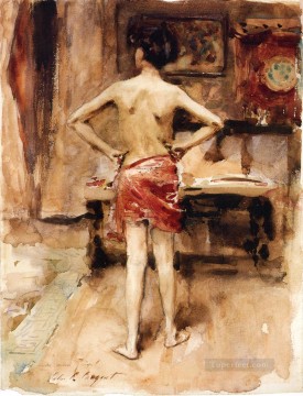  standing Works - The Model Interior with Standing Figure John Singer Sargent
